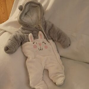 Wonder Nation Gray and White Bunny Ear Footie